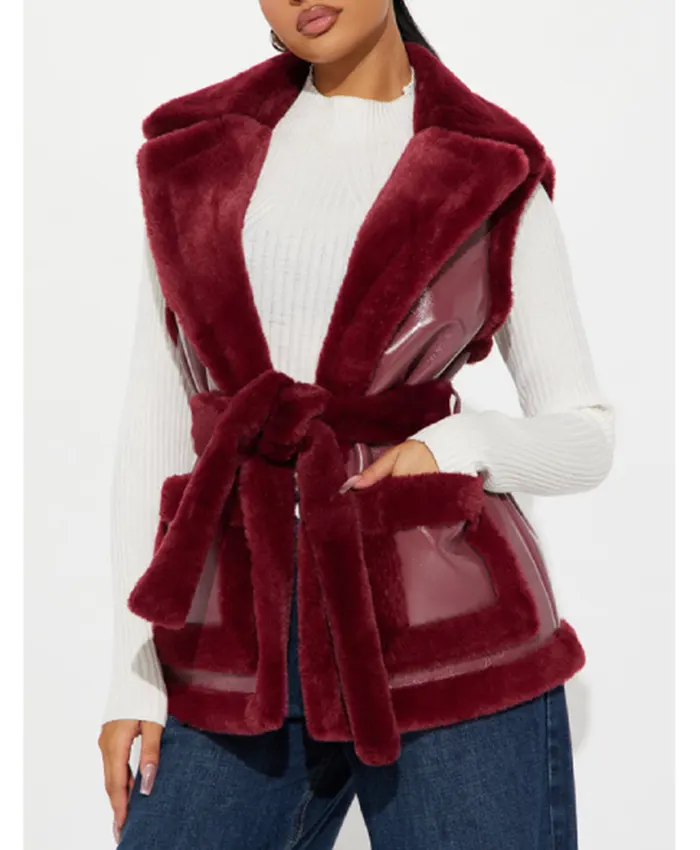The Only Way Is Essex S36 Saffron Lempriere Red Fur Vest Side