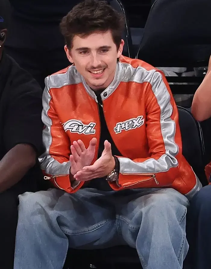 Timothée Chalamet Avirex Orange Leather Jacket For Sale