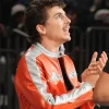 Timothée Chalamet Avirex Orange Leather Jacket Side
