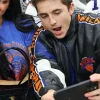 Timothée Chalamet Knicks vs. Cavs Final Leather Jacket Front