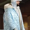 Toronto ICEMAN Video Shoot Drake Blue Quilted Jacket Side