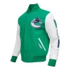 Vancouver Canucks Classic Green and White Varsity Jacket Front