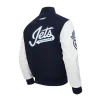 Winnipeg Jets Classic Navy and White Varsity Jacket Back
