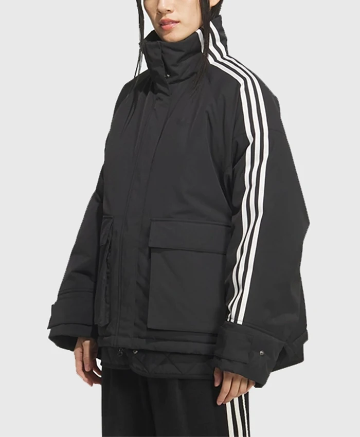 2026 Adidas 3S Black Padded Jacket Front