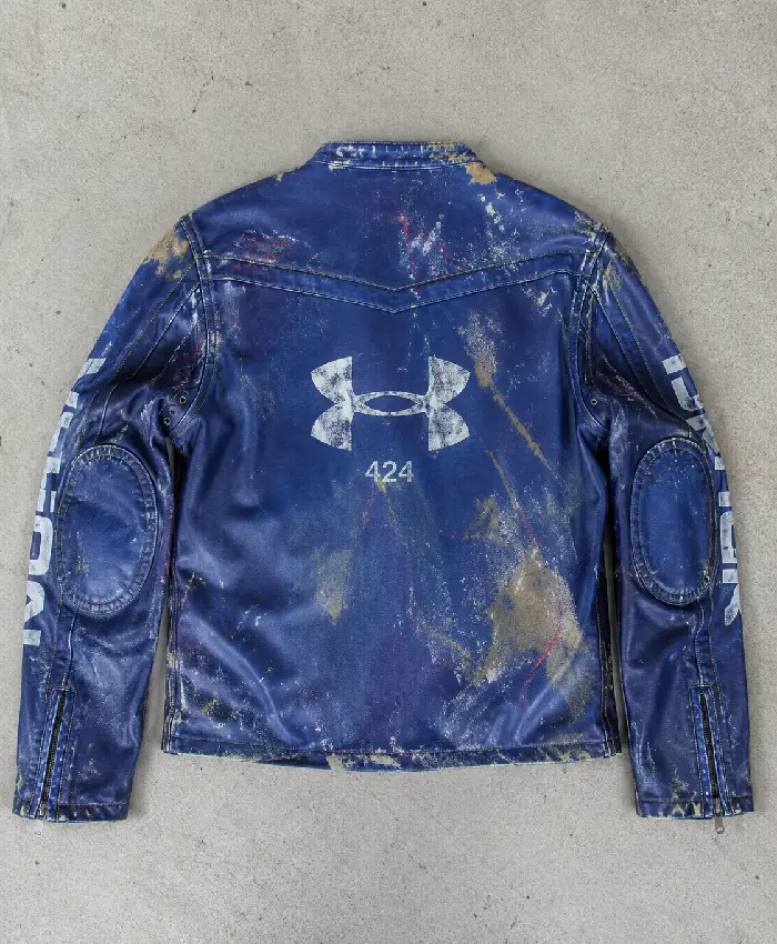 424 x Under Armour Blue Leather Jacket