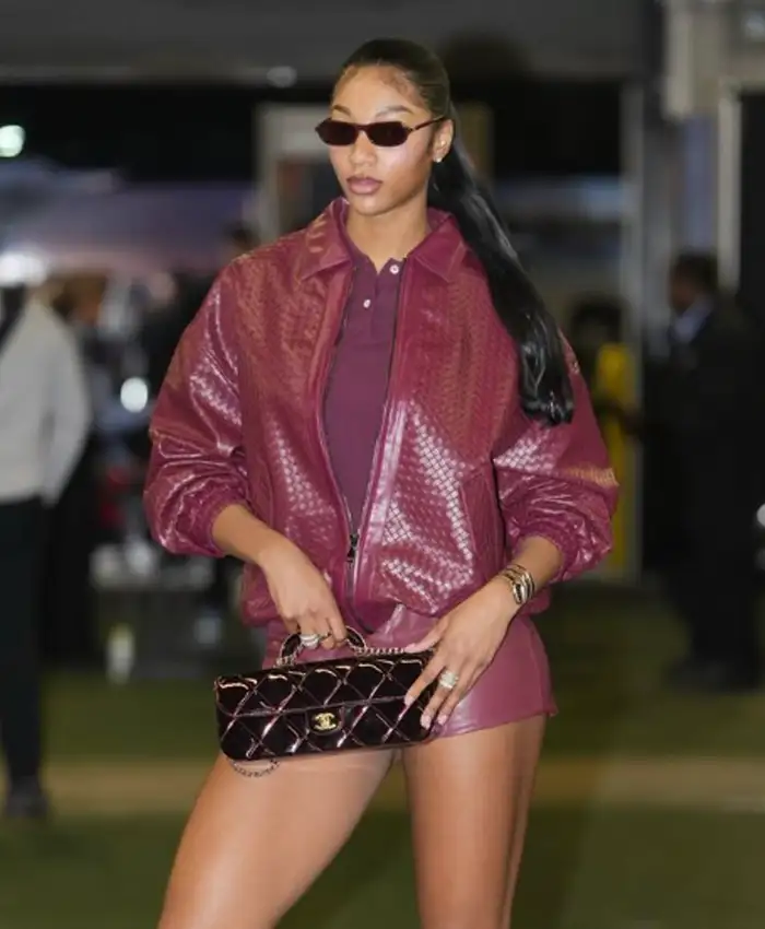 Angel Reese WNBA 2026 Burgundy Jacket Front