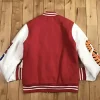 Bape Shark Sweat Red and White Varsity Jacket For Sale