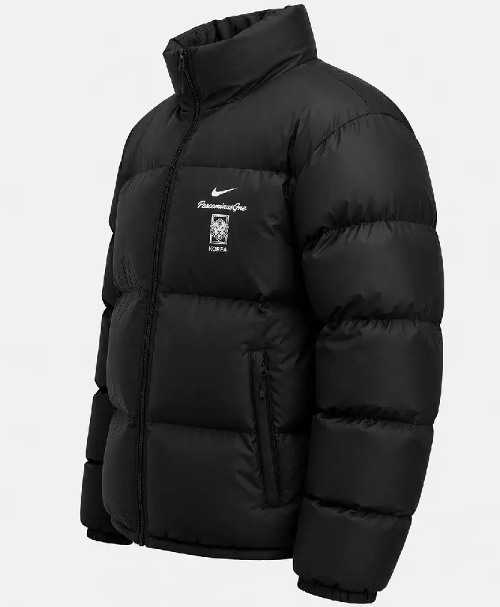 Shop Men's South Korea x Peaceminusone Black Zip-up Puffer Jacket For Sale