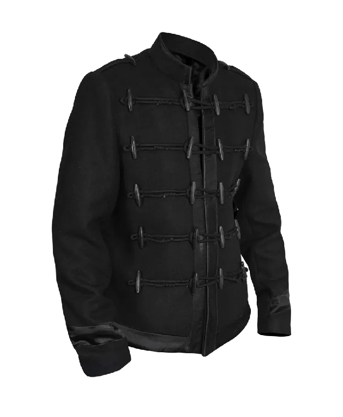 Shop The Michael Movie 2026 Japan Premier Jaafar Jackson Black Military Wool Jacket For Sale