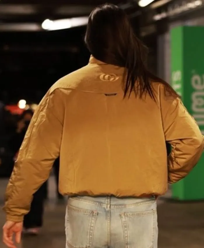 Caitlin Clark Tan Brown Bomber Jacket Back