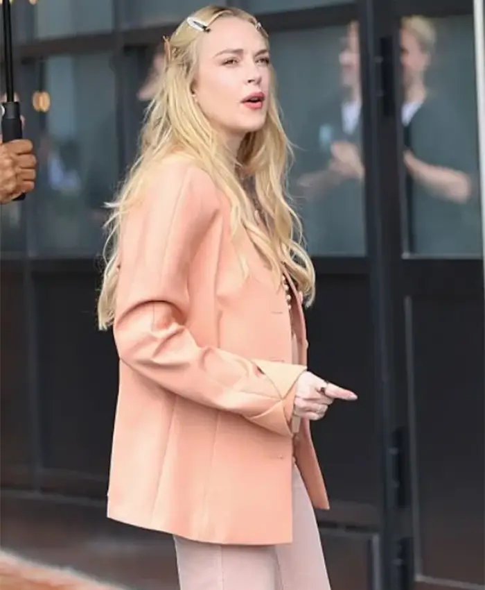 Count My Lies Lindsay Lohan Peach Jacket Side