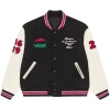 Denim Tears Peace Wreath Varsity Jacket White and Black