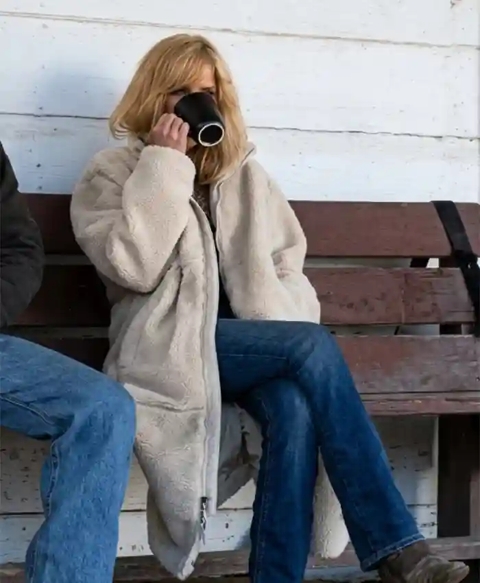 Dutton Ranch S01 Beth Dutton White Longline Sherpa Coat For Sale