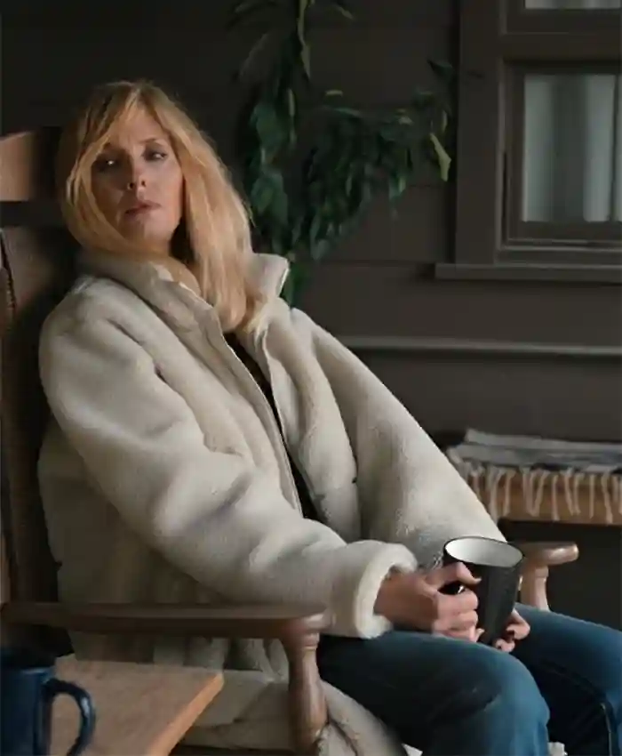 Dutton Ranch S01 Beth Dutton White Longline Sherpa Coat
