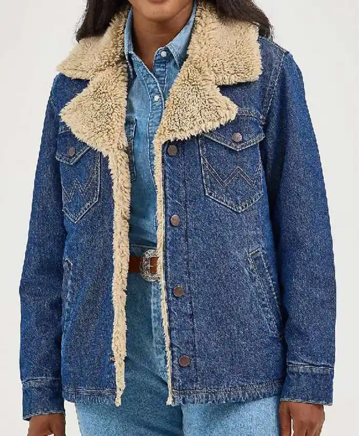 Dutton Ranch S01 Oreana Jackson Denim Sherpa Jacket Front