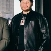 Fat Joe NBA Finals Game 3 Black Leather Jacket For Sale