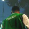 GTA 5 Franklin Adamim Green and White Varsity Jacket Back