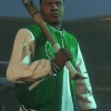 GTA 5 Franklin Adamim Green and White Varsity Jacket For Sale