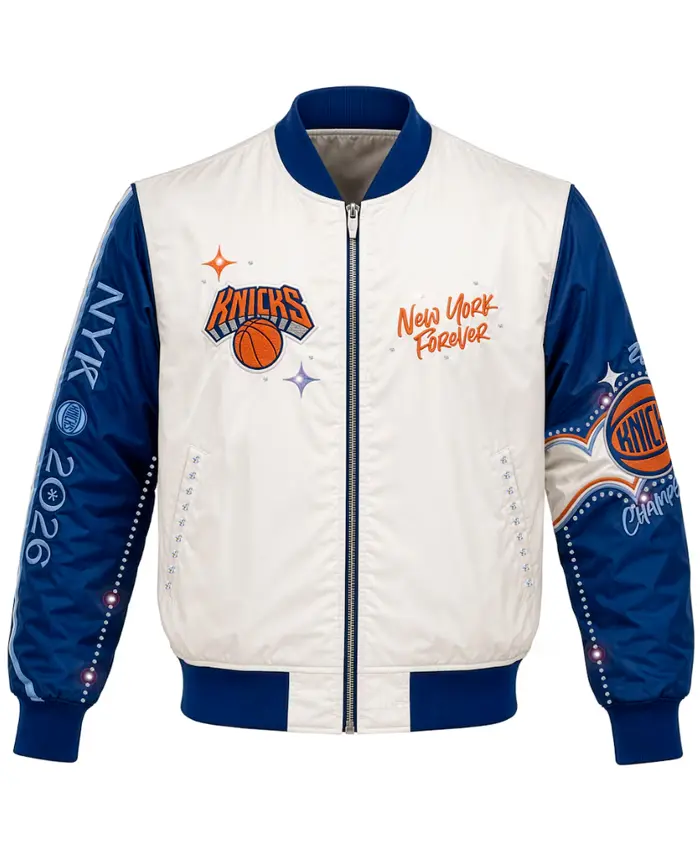 Girls Youth New York Knicks Champions 2026 Nylon Jacket Front
