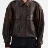 In the City Lindsay Hubbard Leather Bomber Jacket Front