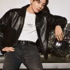 Jungkook Calvin Klein Black Leather Jacket