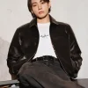 Jungkook Calvin Klein Black Leather Jacket Front