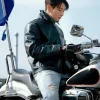 Jungkook Calvin Klein Black Leather Jacket Side