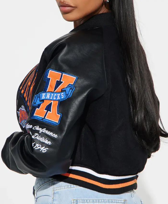 Knicks Jump Shot Black Bomber Jacket Side