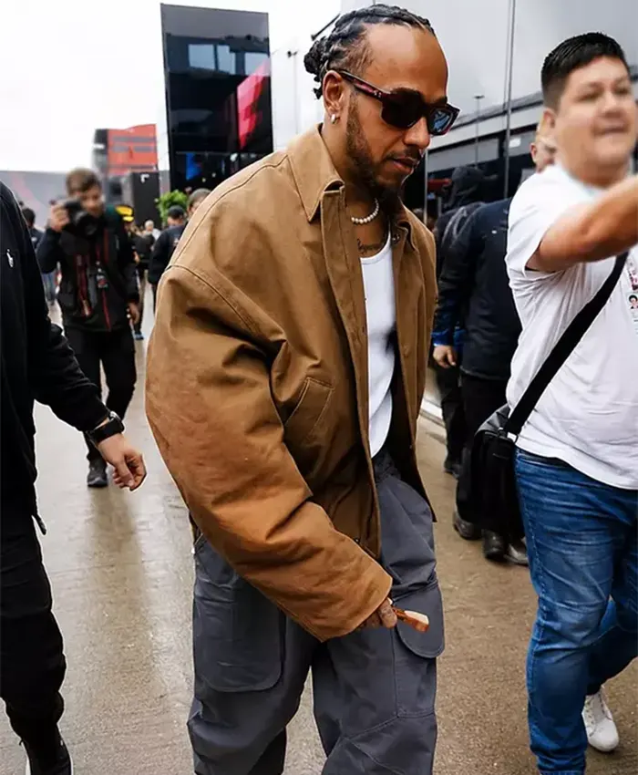Lewis Hamilton Grand Prix Brown Jacket For Sale