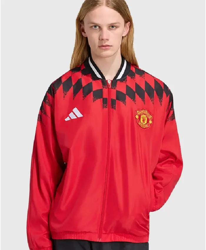 Manchester United Adidas Stadium Track Jacket Red Front