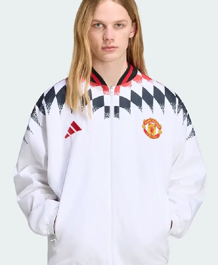 Manchester United Adidas Stadium Track Jacket White Front