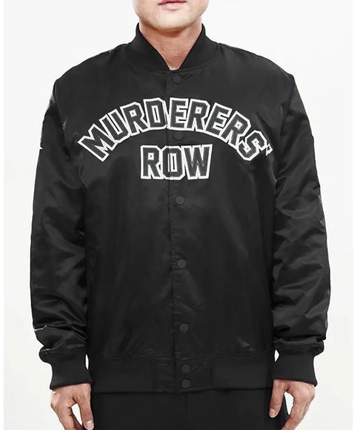 Murderers Row New York Yankees Black Satin Bomber Jacket For Sale