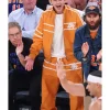 NBA Finals Game 3 Knicks Timothée Chalamet Orange Jacket Front