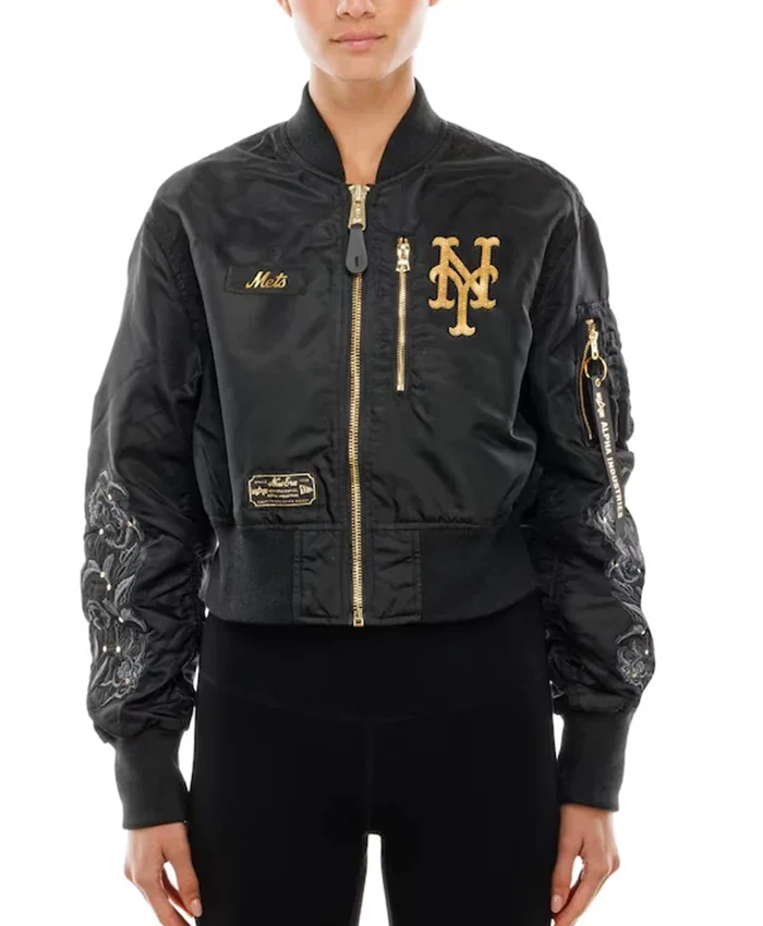 NY Alpha x New Era L-2B Cropped Bomber Jacket Front