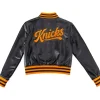NY Knicks 2026 Cropped Leather Varsity Jacket Back