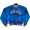 Buy New York Knicks 90’s Blue Satin Bomber Jacket For Sale