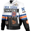 NY Knicks JH Design NBA Champions 2026 White Leather Jacket