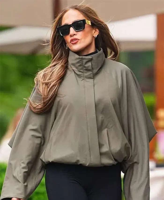 NYC Jennifer Lopez Olive Green Draped Jacket