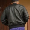 Nemesis Isaiah Stiles Black Leather Bomber Jacket Back