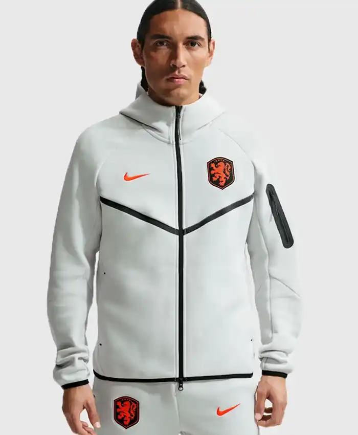 Netherlands Tech Windrunner White Hooded Jacket