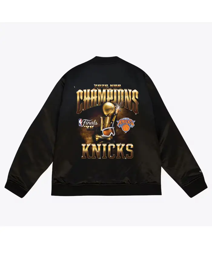 New York Knicks Black 2026 Champions Black Satin Jacket
