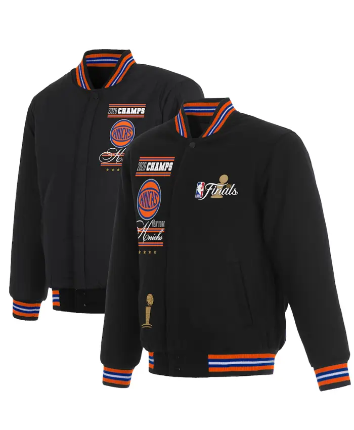 New York Knicks Champions 2026 Black Reversible Wool Jacket