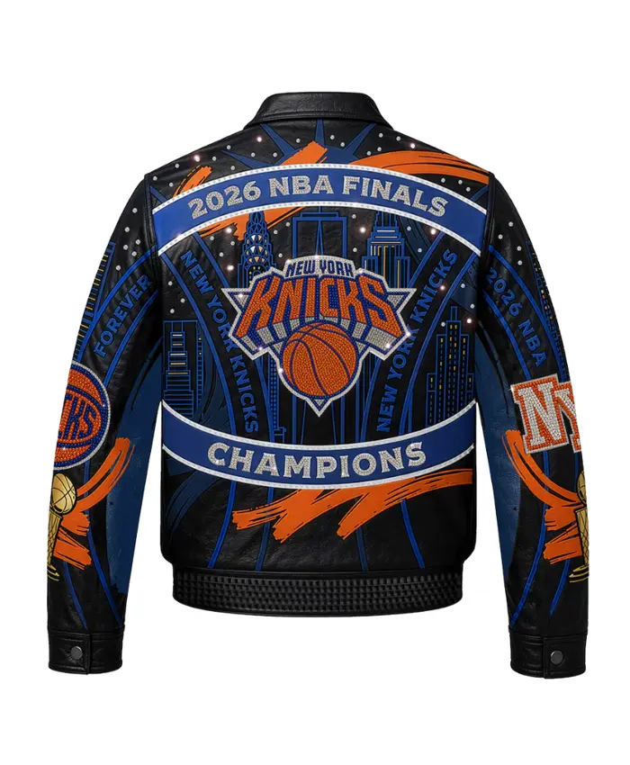 New York Knicks Navy & Orange 2026 Leather Jacket For Sale