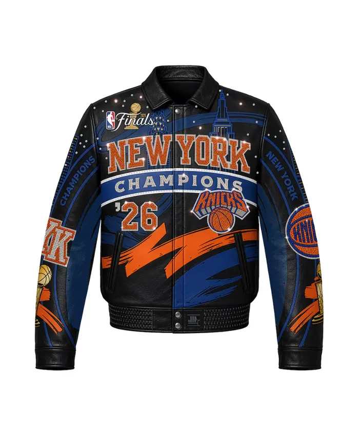 New York Knicks Navy & Orange 2026 Leather Jacket