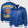 New York Knicks Starter Champions 2026 Blue Satin Jacket
