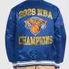 New York Knicks Starter Champions 2026 Blue Satin Jacket Back