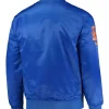 New York Mets Royal Blue Satin Bomber Jacket Back