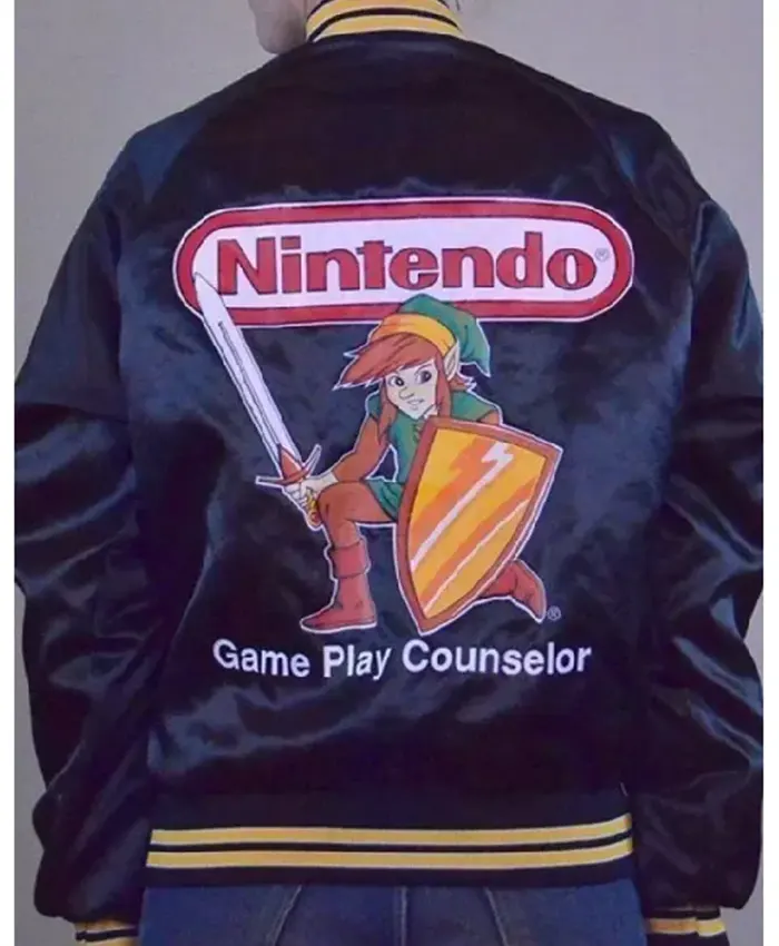 Nintendo Game Play Counselor Black Bomber Jacket