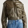 Off Campus S01 Julia Sarah Stone Green Leather Jacket Front