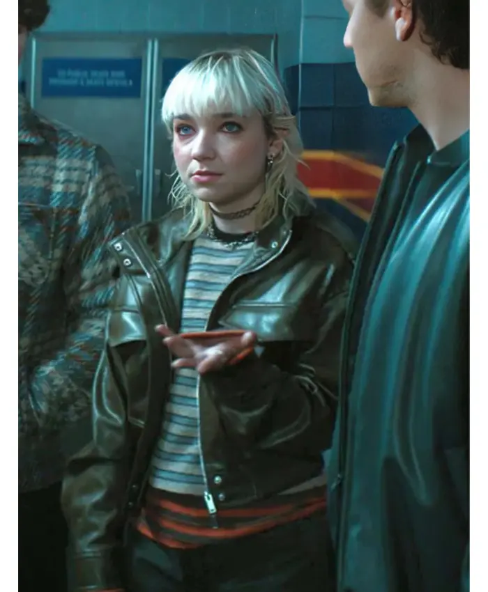 Off Campus S01 Julia Sarah Stone Green Leather Jacket